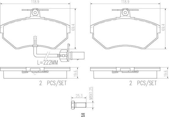 Brembo P85044N - Kit de plaquettes de frein, frein à disque cwaw.fr