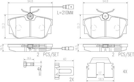 Brembo P85059N - Kit de plaquettes de frein, frein à disque cwaw.fr