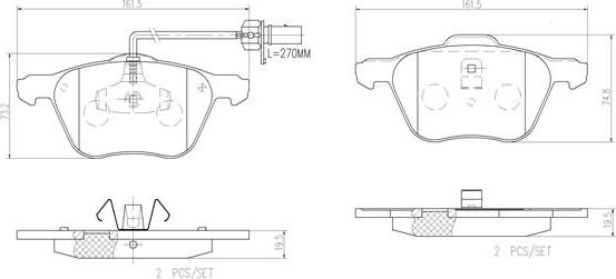 Brembo P85061N - Kit de plaquettes de frein, frein à disque cwaw.fr