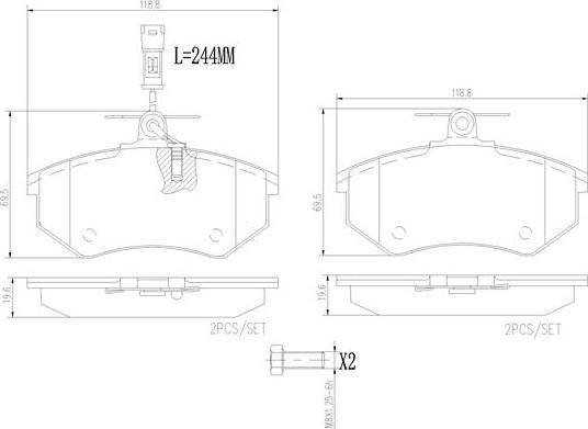 Brembo P85016N - Kit de plaquettes de frein, frein à disque cwaw.fr