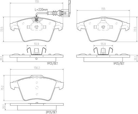 Brembo P85081N - Kit de plaquettes de frein, frein à disque cwaw.fr