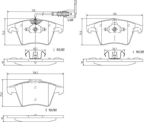 Brembo P85082N - Kit de plaquettes de frein, frein à disque cwaw.fr