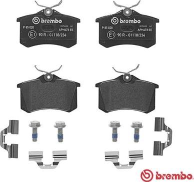 Brembo P 85 020 - Kit de plaquettes de frein, frein à disque cwaw.fr