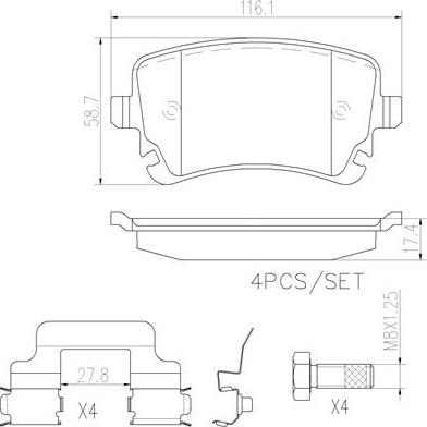 Brembo P85076N - Kit de plaquettes de frein, frein à disque cwaw.fr