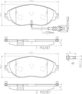 Brembo P85144N - Kit de plaquettes de frein, frein à disque cwaw.fr