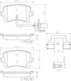 Brembo P85142N - Kit de plaquettes de frein, frein à disque cwaw.fr