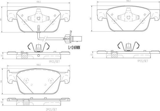 Brembo P85153N - Kit de plaquettes de frein, frein à disque cwaw.fr