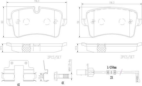 Brembo P85157N - Kit de plaquettes de frein, frein à disque cwaw.fr