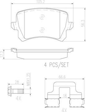 Brembo P85109N - Kit de plaquettes de frein, frein à disque cwaw.fr