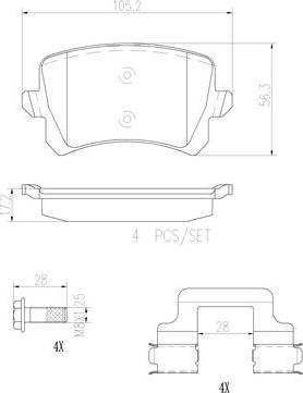 Brembo P85108N - Kit de plaquettes de frein, frein à disque cwaw.fr