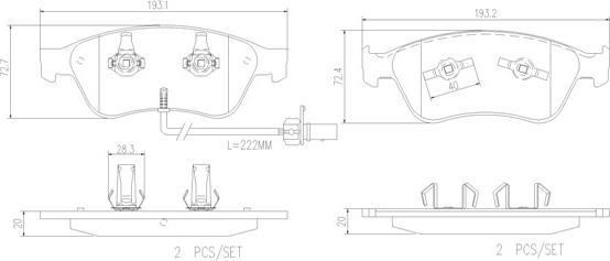 Brembo P85102N - Kit de plaquettes de frein, frein à disque cwaw.fr