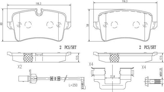 Brembo P85119N - Kit de plaquettes de frein, frein à disque cwaw.fr