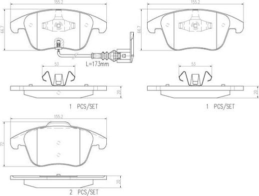 Brembo P85112N - Kit de plaquettes de frein, frein à disque cwaw.fr