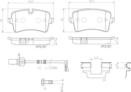 Brembo P85117N - Kit de plaquettes de frein, frein à disque cwaw.fr