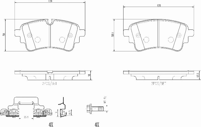 Brembo P85185N - Kit de plaquettes de frein, frein à disque cwaw.fr