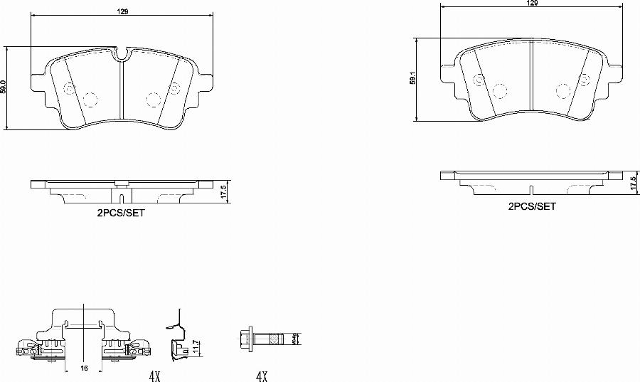 Brembo P85186N - Kit de plaquettes de frein, frein à disque cwaw.fr