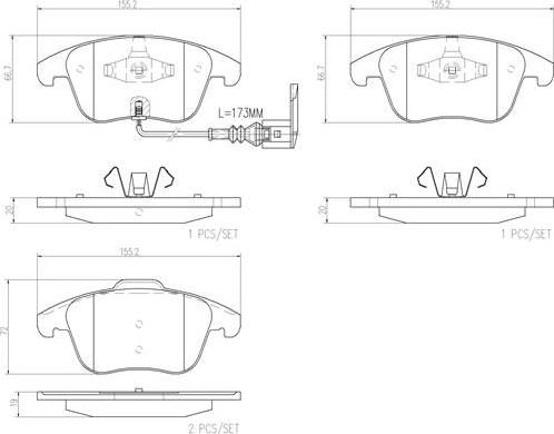 Brembo P85130N - Kit de plaquettes de frein, frein à disque cwaw.fr