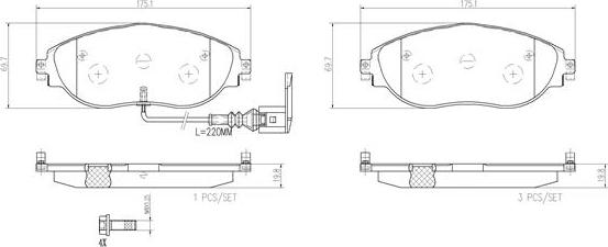 Brembo P85131N - Kit de plaquettes de frein, frein à disque cwaw.fr