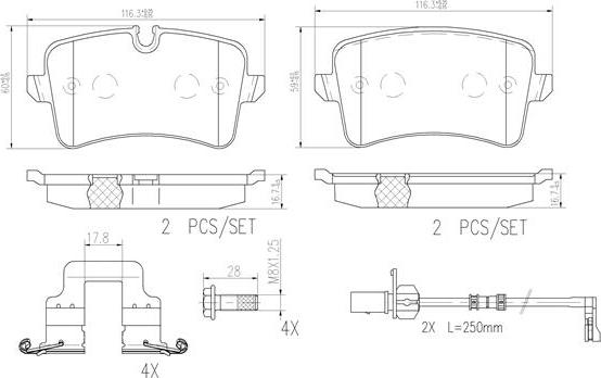 Brembo P85120N - Kit de plaquettes de frein, frein à disque cwaw.fr