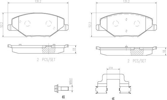 Brembo P85121N - Kit de plaquettes de frein, frein à disque cwaw.fr