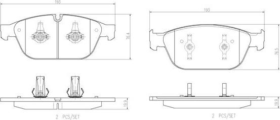 Brembo P85128N - Kit de plaquettes de frein, frein à disque cwaw.fr