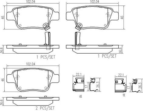 Brembo P83047N - Kit de plaquettes de frein, frein à disque cwaw.fr