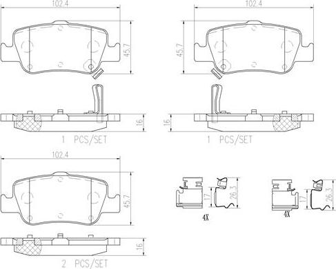 Brembo P83080N - Kit de plaquettes de frein, frein à disque cwaw.fr