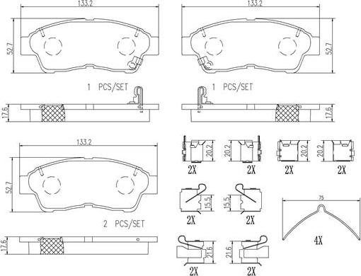 Brembo P83034N - Kit de plaquettes de frein, frein à disque cwaw.fr