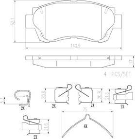 Brembo P83027N - Kit de plaquettes de frein, frein à disque cwaw.fr