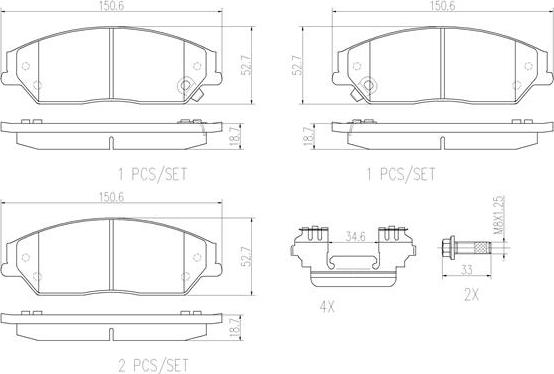 Brembo P 83 135 - Kit de plaquettes de frein, frein à disque cwaw.fr