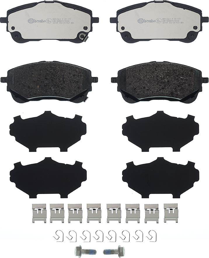 Brembo P 83 177 - Kit de plaquettes de frein, frein à disque cwaw.fr