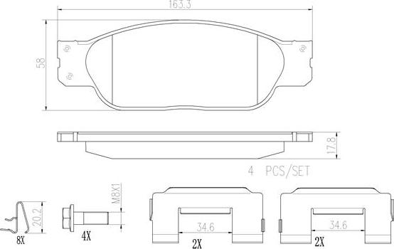 Brembo P36012N - Kit de plaquettes de frein, frein à disque cwaw.fr