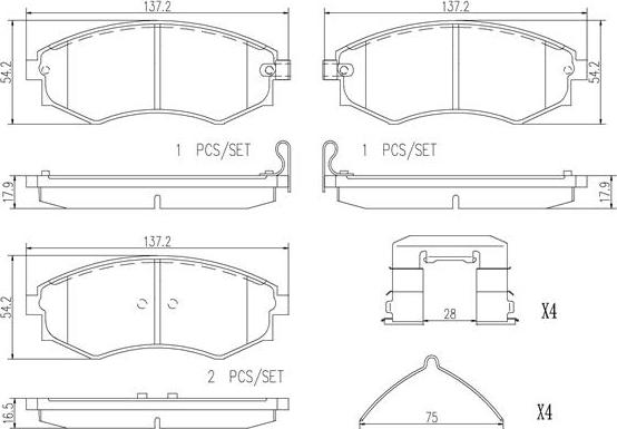 Brembo P30048N - Kit de plaquettes de frein, frein à disque cwaw.fr