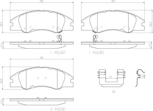 Brembo P30042N - Kit de plaquettes de frein, frein à disque cwaw.fr