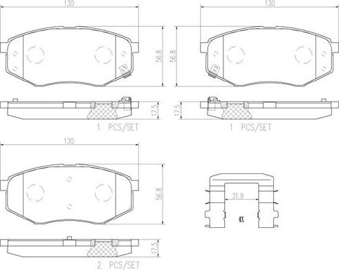 Brembo P30055N - Kit de plaquettes de frein, frein à disque cwaw.fr