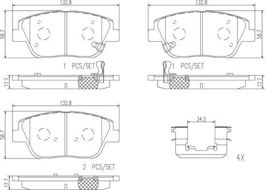 Brembo P30066N - Kit de plaquettes de frein, frein à disque cwaw.fr