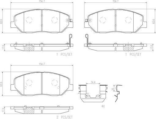 Brembo P30036N - Kit de plaquettes de frein, frein à disque cwaw.fr