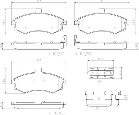 Brembo P30020N - Kit de plaquettes de frein, frein à disque cwaw.fr