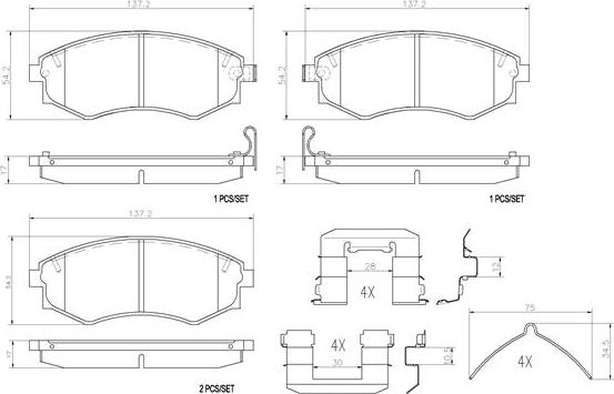 Brembo P30022N - Kit de plaquettes de frein, frein à disque cwaw.fr