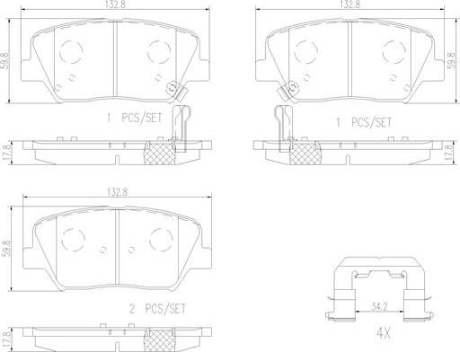 Brembo P30070N - Kit de plaquettes de frein, frein à disque cwaw.fr