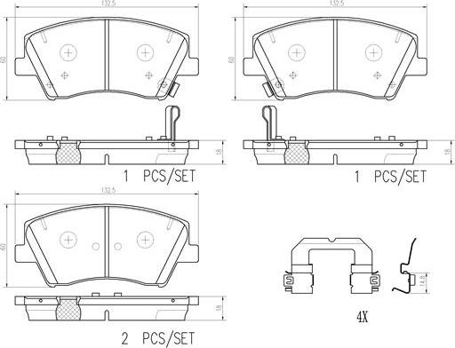 Brembo P30107N - Kit de plaquettes de frein, frein à disque cwaw.fr