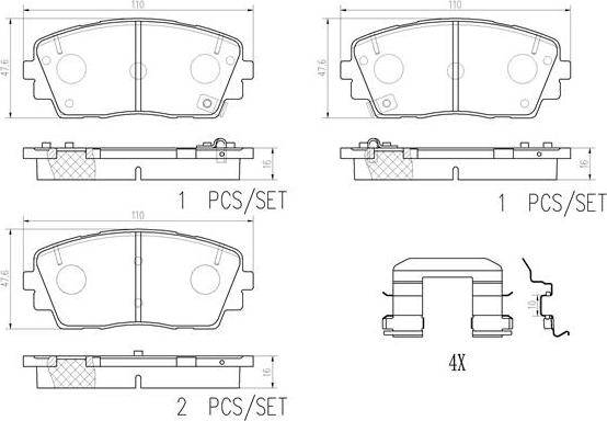 Brembo P30115N - Kit de plaquettes de frein, frein à disque cwaw.fr