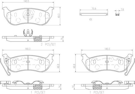 Brembo P37009N - Kit de plaquettes de frein, frein à disque cwaw.fr