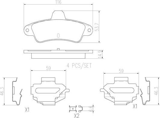 Brembo P24125N - Kit de plaquettes de frein, frein à disque cwaw.fr