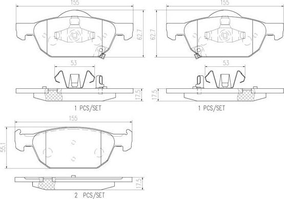 Brembo P28044N - Kit de plaquettes de frein, frein à disque cwaw.fr