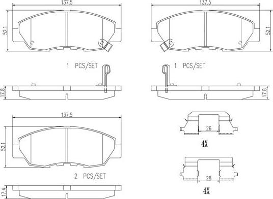 Brembo P28052N - Kit de plaquettes de frein, frein à disque cwaw.fr