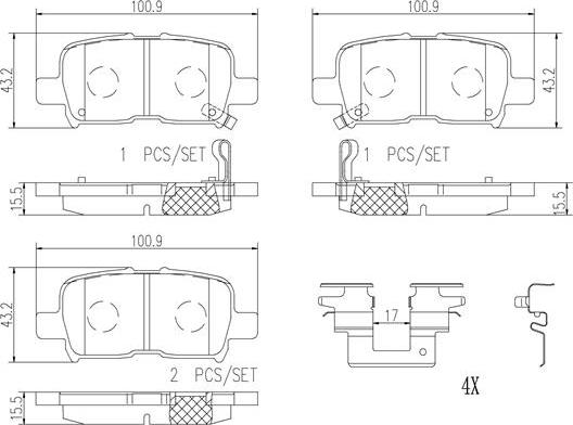 Brembo P28057N - Kit de plaquettes de frein, frein à disque cwaw.fr