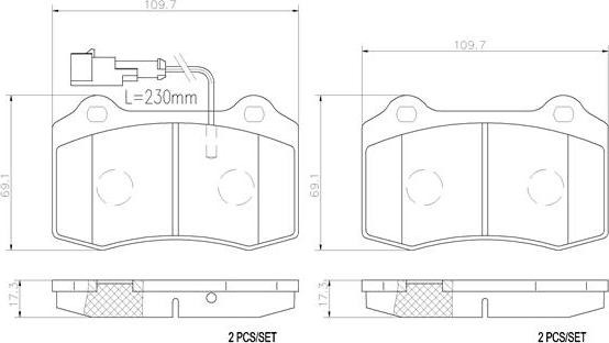 Brembo P23052N - Kit de plaquettes de frein, frein à disque cwaw.fr