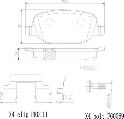 Brembo P23089N - Kit de plaquettes de frein, frein à disque cwaw.fr