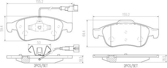 Brembo P23148N - Kit de plaquettes de frein, frein à disque cwaw.fr